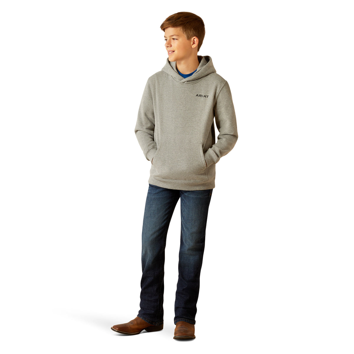 Ariat Boys Bold Hex Hoodie - Grey Heather