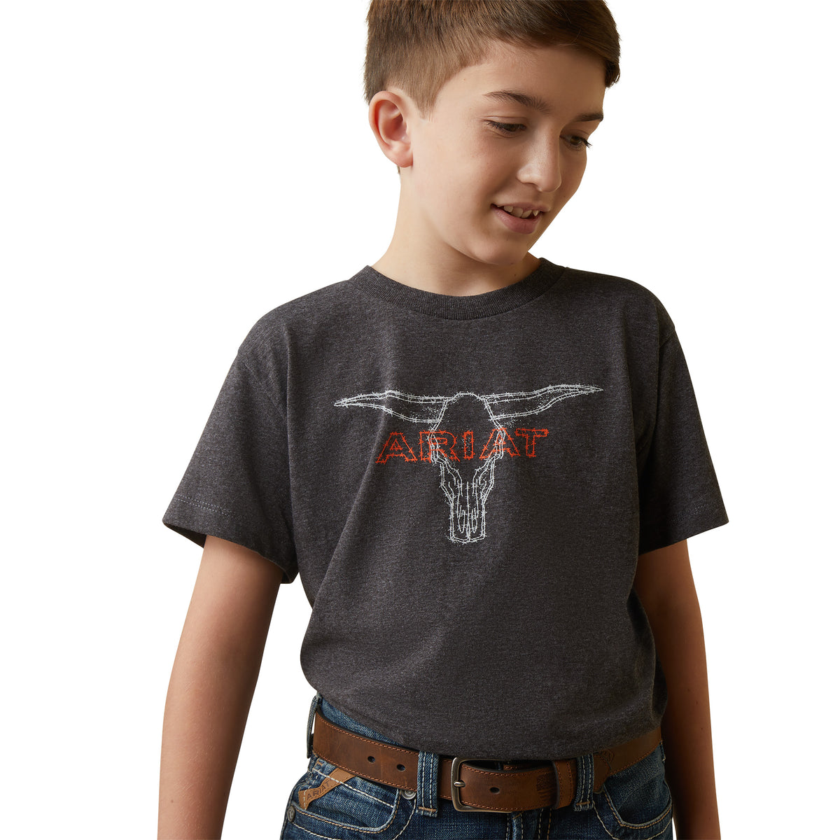 Ariat Boys Barbed Wire Steer T-Shirt - Charcoal