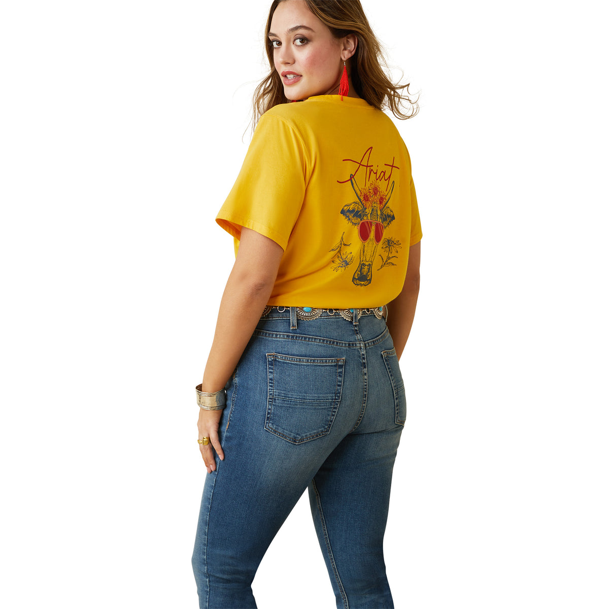 Ariat Womens Real Cool Cow T - Shirt - Yolk Yellow