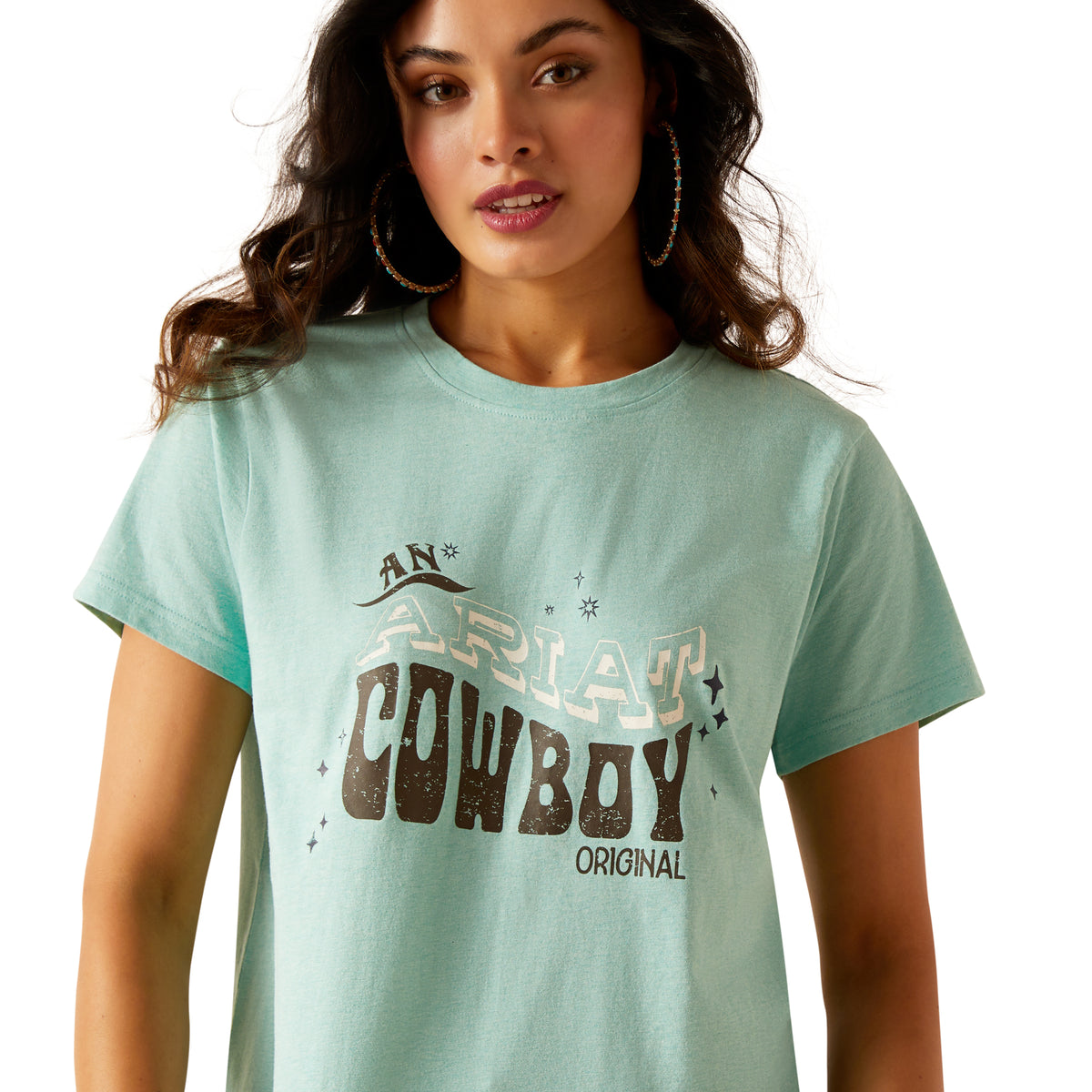 Ariat Womens Cowboy T Shirt - Aqua Heather