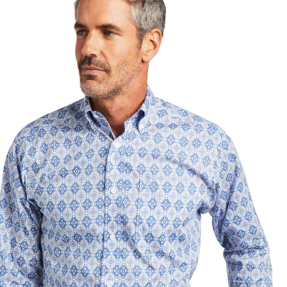 Ariat Mens Wrinkle Free Eliot Fitted Shirt - Reykjavik Blue