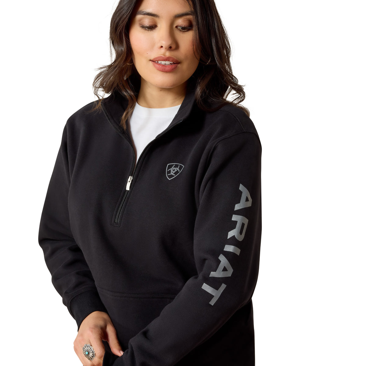 Ariat Womens Foundation Logo 1/2 Zip Sweatshirt - Black