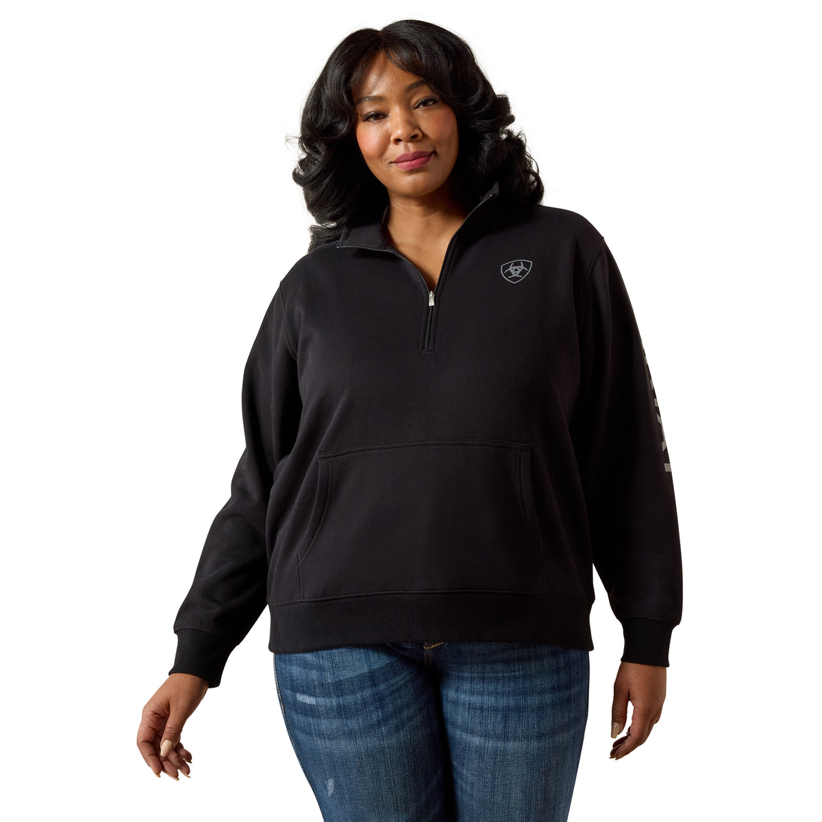 Ariat Womens Foundation Logo 1/2 Zip Sweatshirt - Black