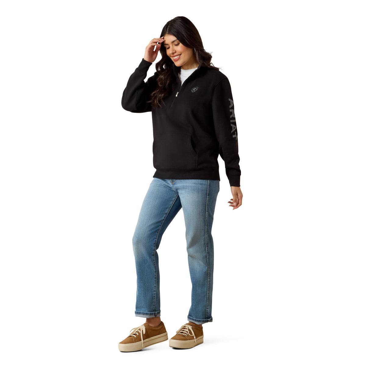 Ariat Womens Foundation Logo 1/2 Zip Sweatshirt - Black