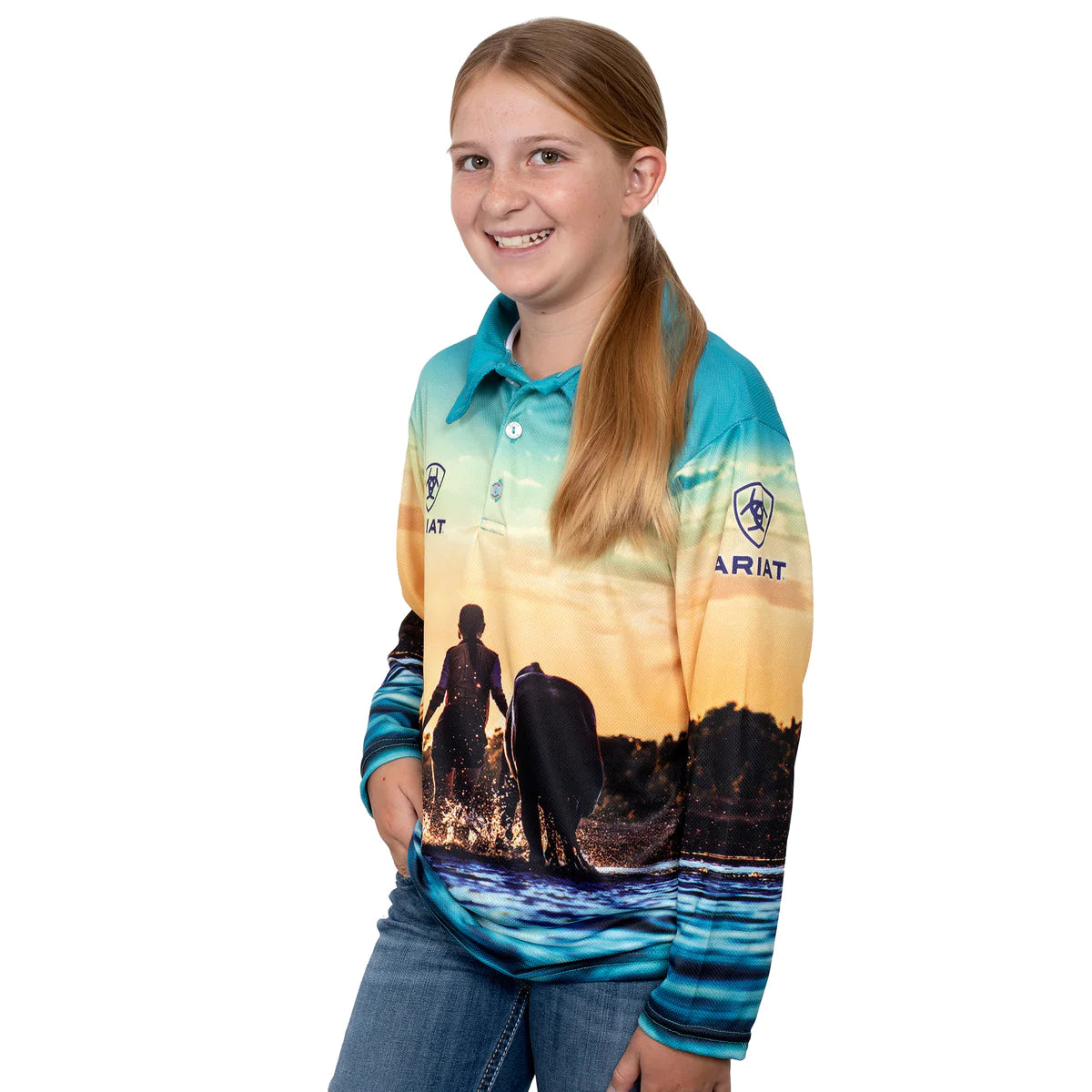 Ariat Girls Fishing Shirt - Western Horses