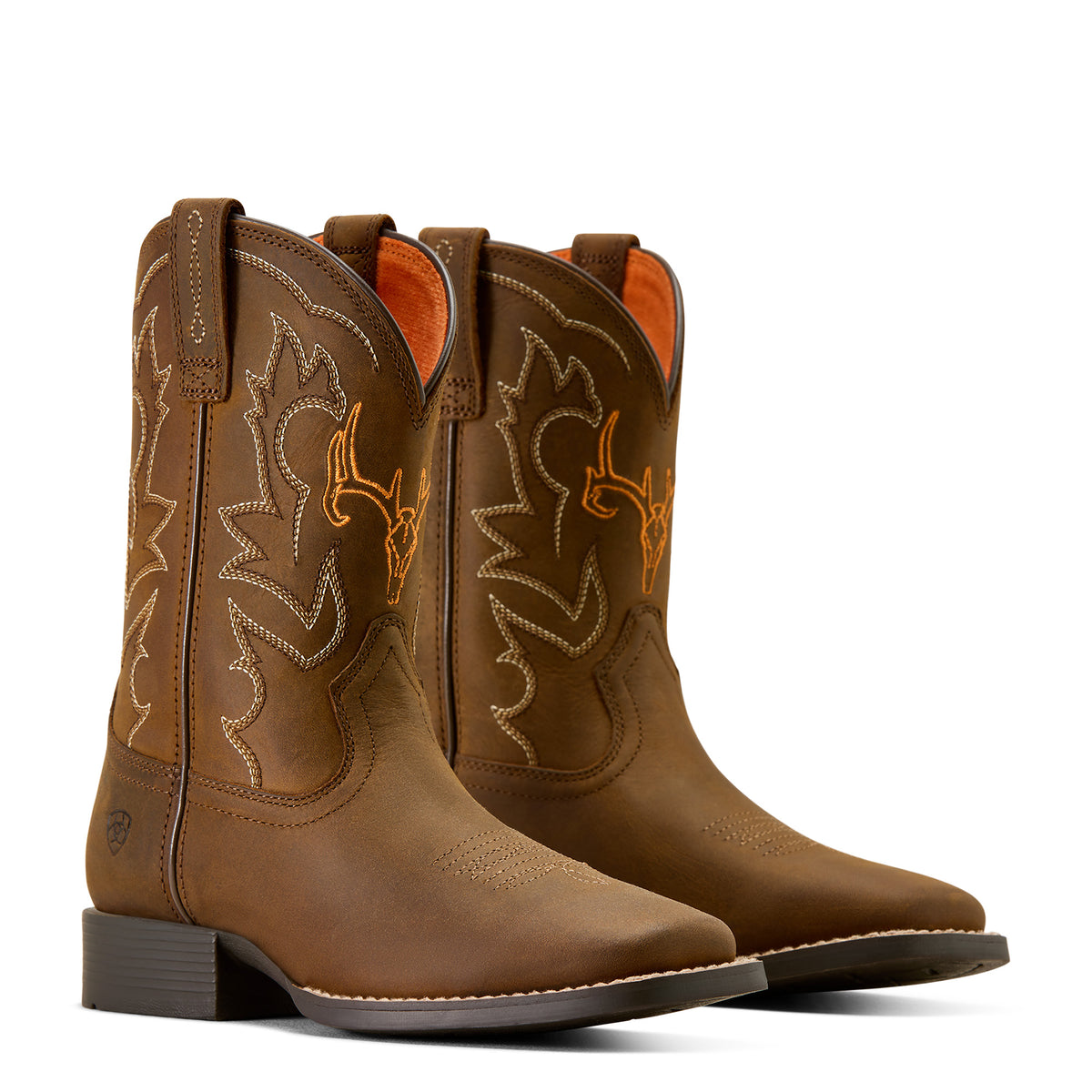 Ariat Kids Deer Ridge Wide Square Toe - Distressed Brown