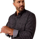 Ariat Mens Wrinkle Free Allen Fitted Shirt - Black