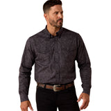 Ariat Mens Wrinkle Free Allen Fitted Shirt - Black