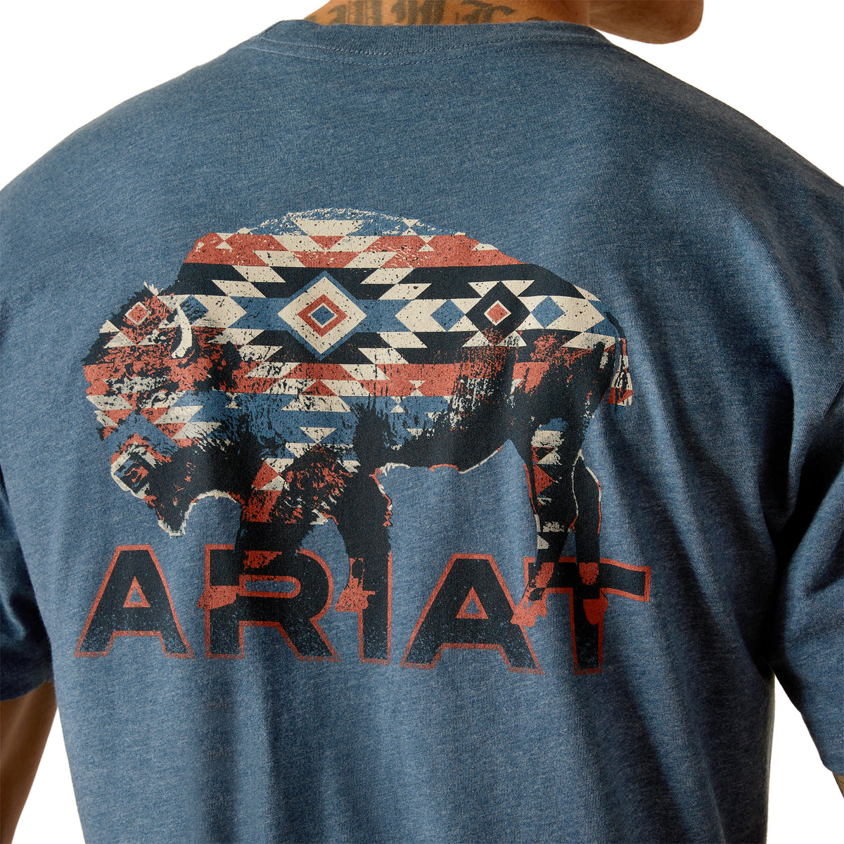 Ariat Mens SW Fill Bison Tee - Sailor Blue Heather