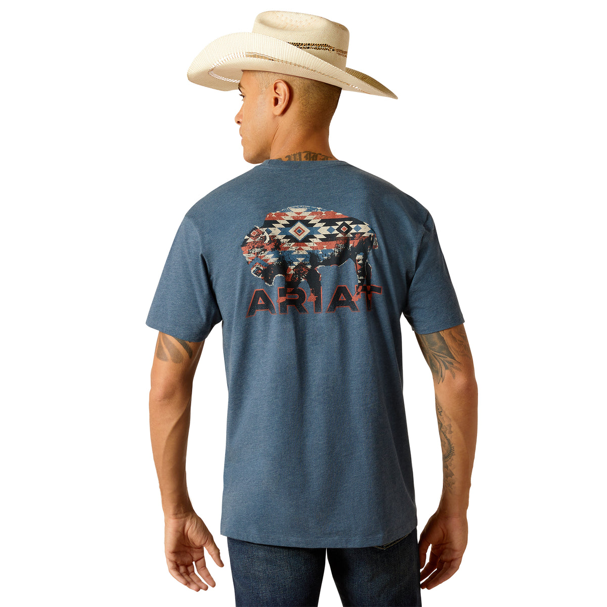 Ariat Mens SW Fill Bison Tee - Sailor Blue Heather