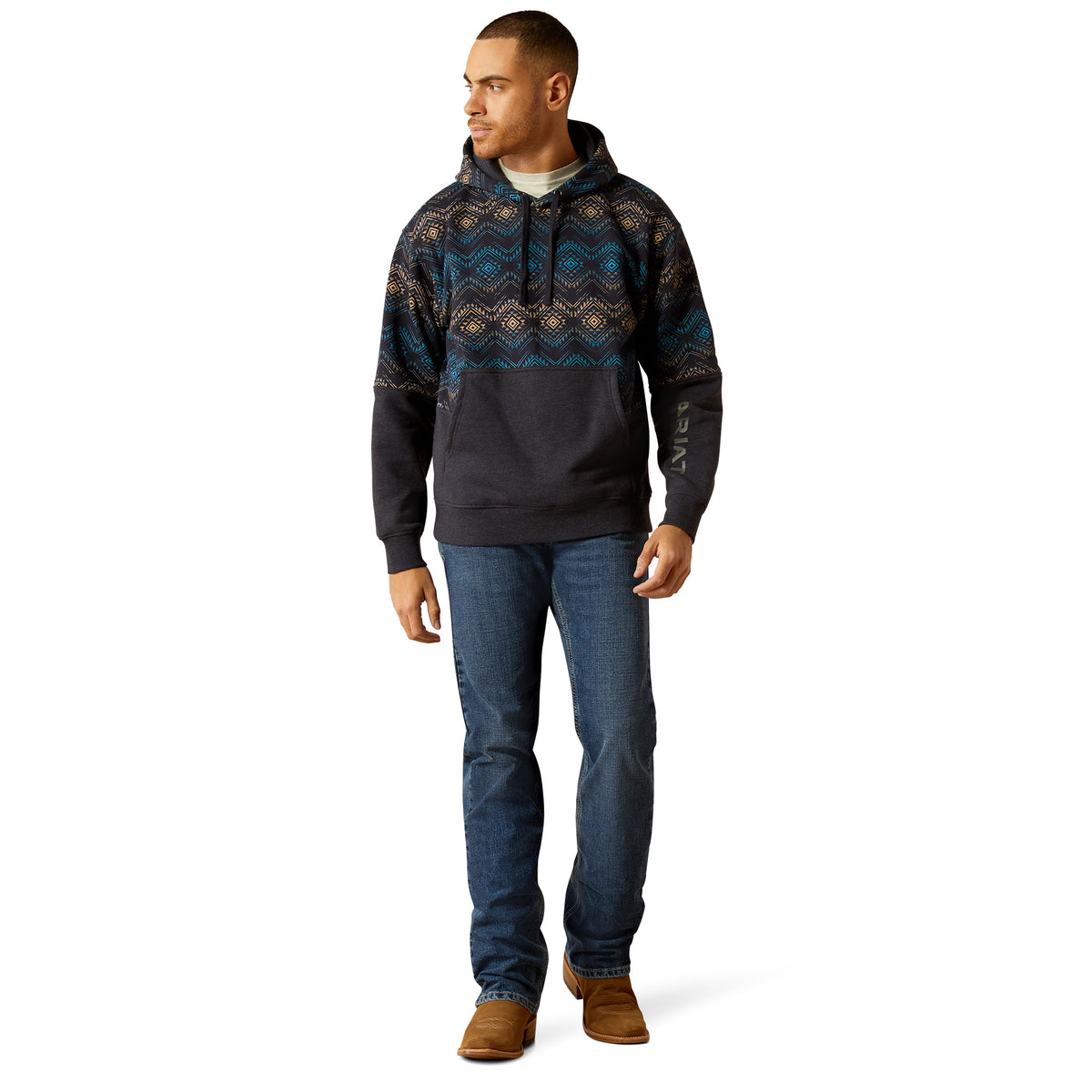 Ariat Mens Block Hoodie - Navy