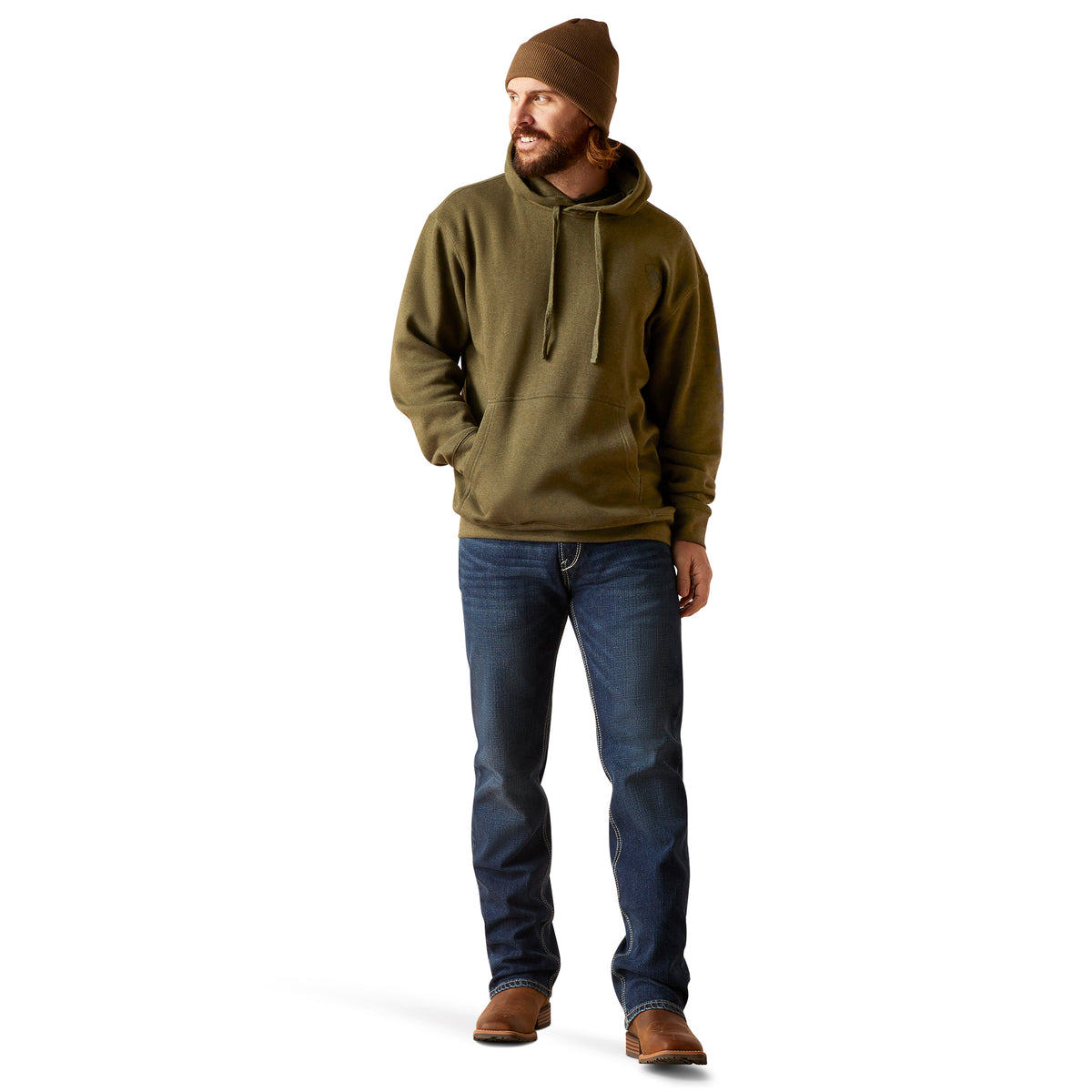 Ariat Mens Logo Hood - Brine Olive Heather