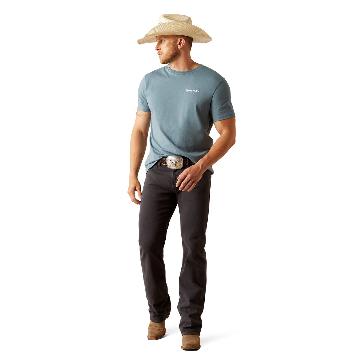 Ariat Mens Eagle Rock Tee - Light Denim