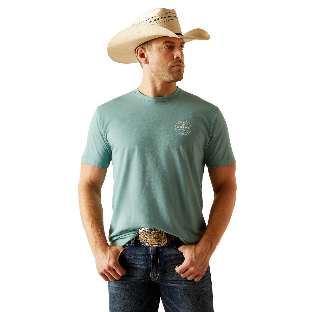 Ariat Mens Heritage Circle Tee - Oil Blue Heather