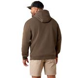 Ariat Mens Rebar Lightweight Logo Hoodie - Major Brown Heather/Wood Thrush