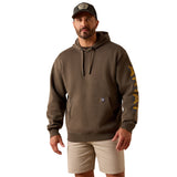 Ariat Mens Rebar Lightweight Logo Hoodie - Major Brown Heather/Wood Thrush