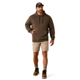 Ariat Mens Rebar Lightweight Logo Hoodie - Major Brown Heather/Wood Thrush