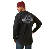Ariat Mens Rebar Cotton Strong Stacking Dimes Long Sleeve Tee - Black