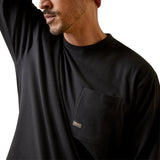Ariat Mens Rebar Cotton Strong Stacking Dimes Long Sleeve Tee - Black
