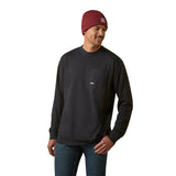 Ariat Mens Rebar Cotton Strong Stacking Dimes Long Sleeve Tee - Black