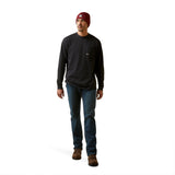 Ariat Mens Rebar Cotton Strong Stacking Dimes Long Sleeve Tee - Black