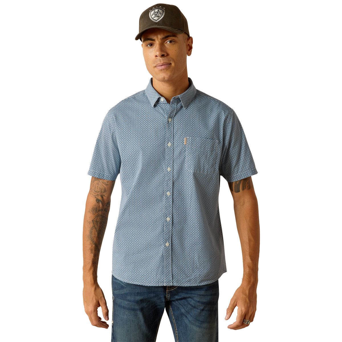 Ariat Mens Miller Modern Short Sleeve Shirt - Blue Ridge