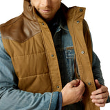 Ariat Mens Western Quilted Vest - Cub Khaki/Brown