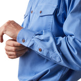 Ariat Mens Rebar Half Button Workshirt - Blue