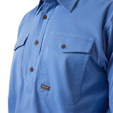Ariat Mens Rebar Half Button Workshirt - Blue