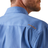 Ariat Mens Rebar Half Button Workshirt - Blue