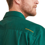 Ariat Mens Rebar Half Button Workshirt - Dark Green
