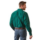 Ariat Mens Rebar Half Button Workshirt - Dark Green