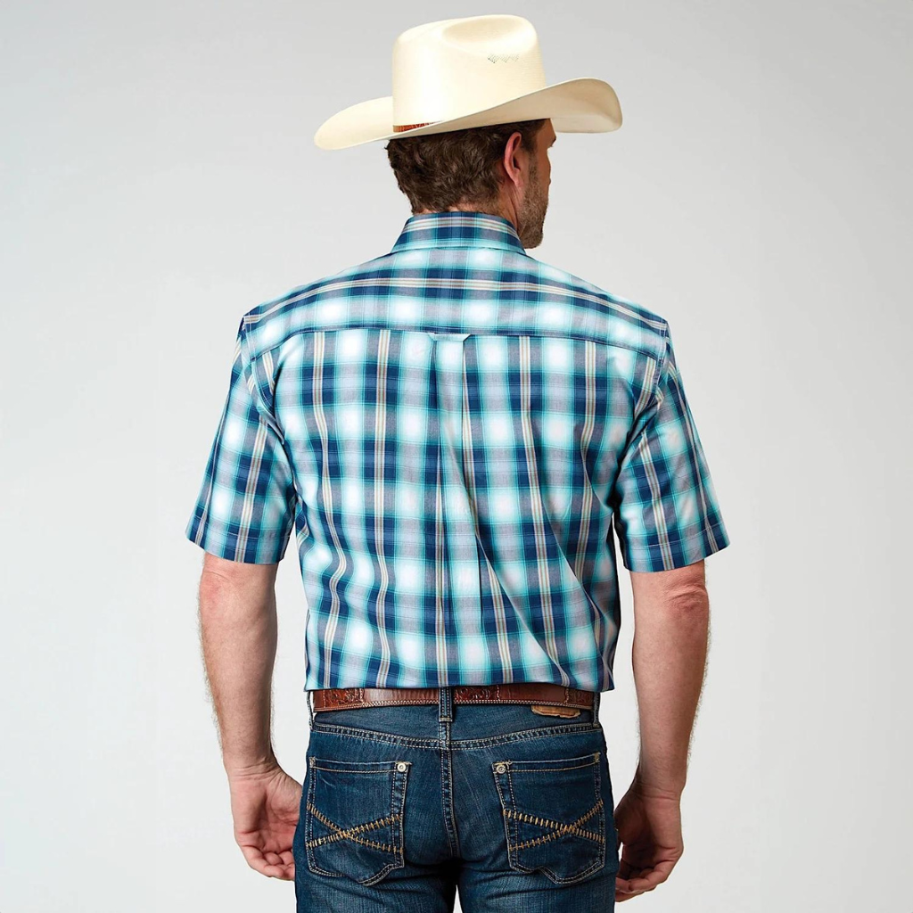 Ariat Mens Amarillo Collection S/S Shirt - Plaid Blue