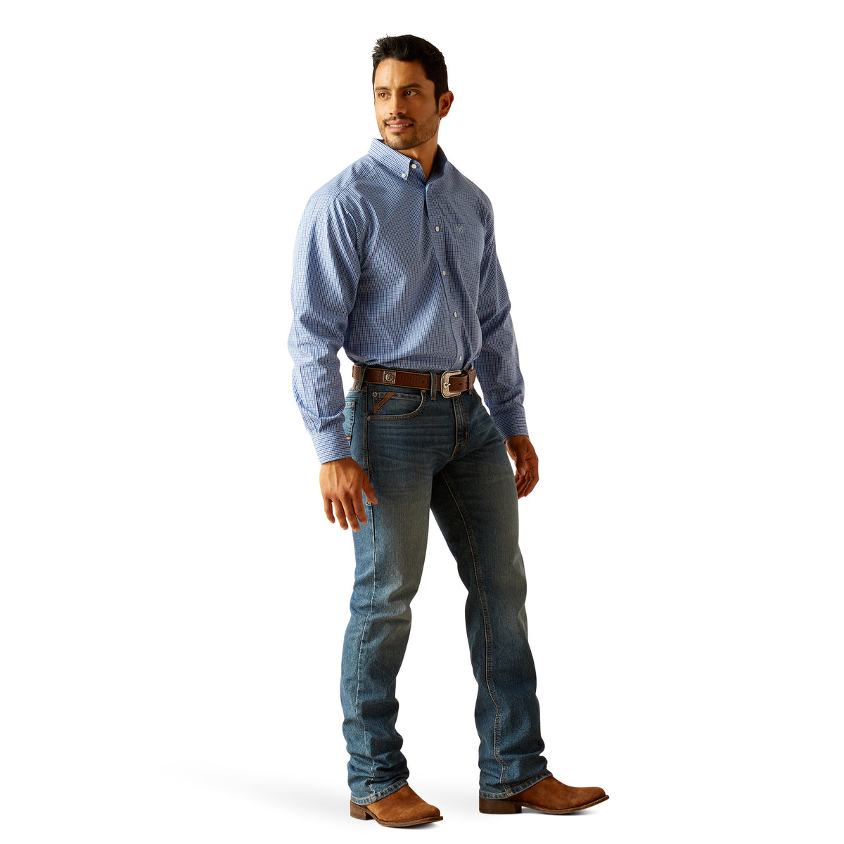 Ariat Mens Wrinkle Free Rowan Shirt- Regatta