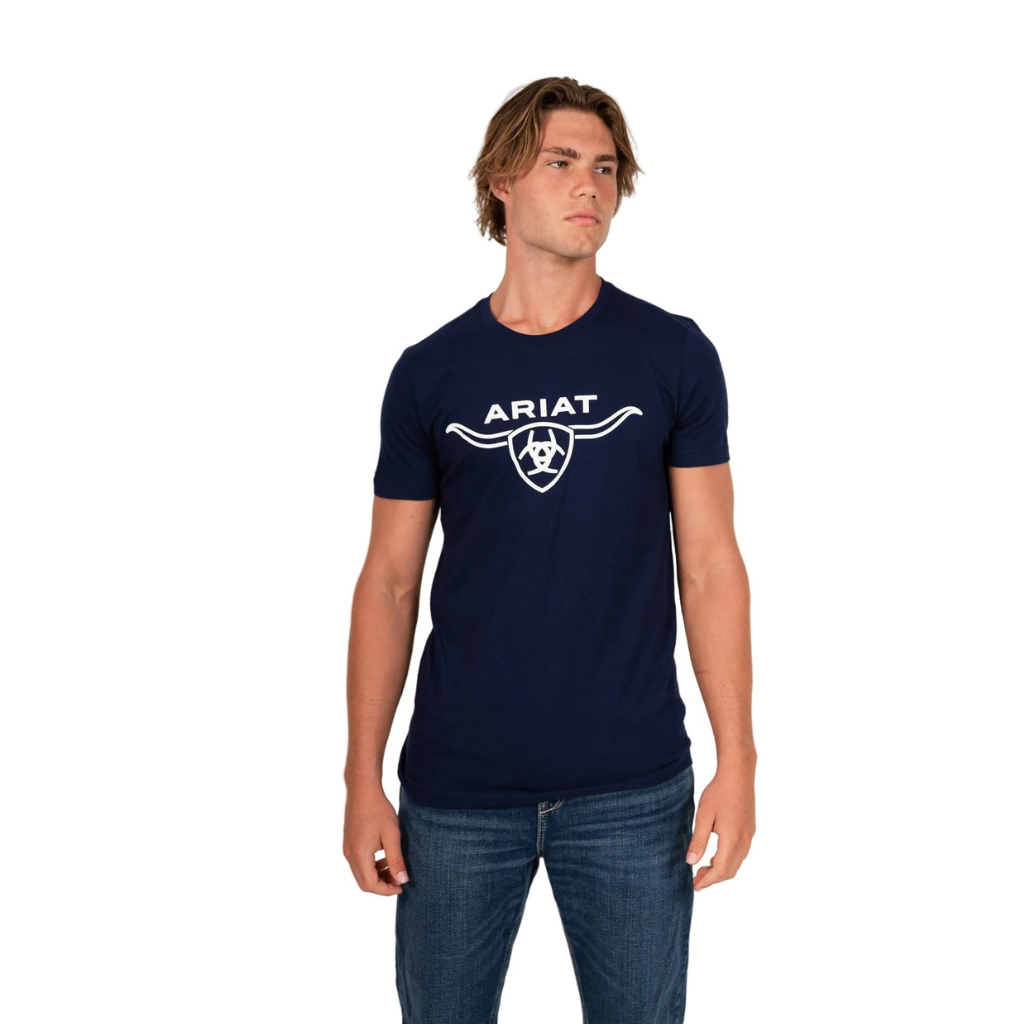 Ariat Mens Ariat Shield Horns Tee - Navy
