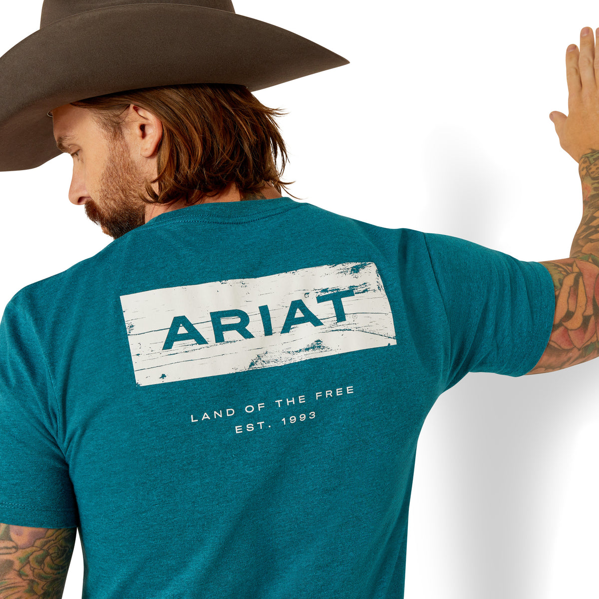 Ariat Mens Stacks Tee - Cyan Black Heather