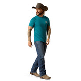 Ariat Mens Stacks Tee - Cyan Black Heather