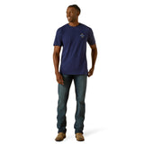 Ariat Mens Woven West Tee -Medieval Blue