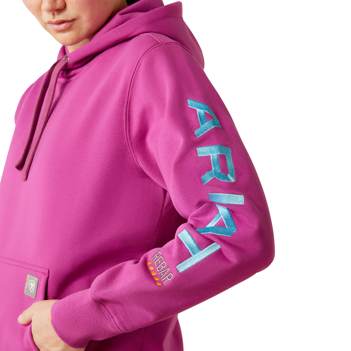 Ariatm Womens Rebar Graphic Hoodie - Willowherb/Maui Blue