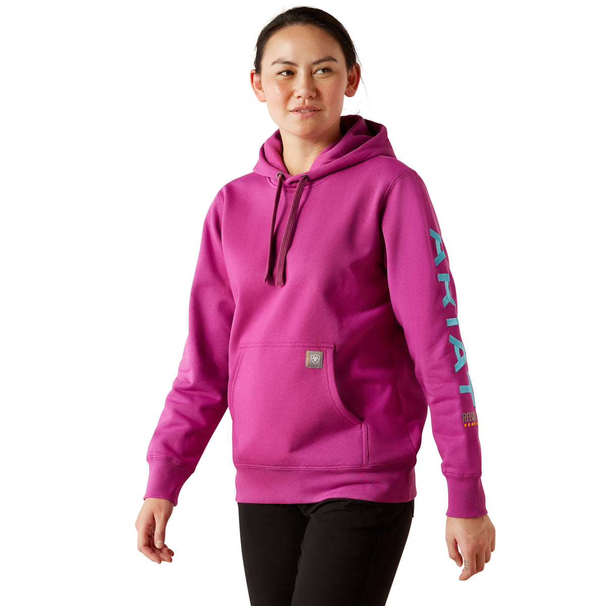 Ariatm Womens Rebar Graphic Hoodie - Willowherb/Maui Blue