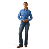 Ariat Womens Rebar Half Button Work Shirt - Blue