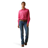 Ariat Womens Rebar Half Button Work Shirt - Pink