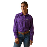 Ariat Womens Rebar Half Button Work Shirt - Purple