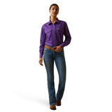 Ariat Womens Rebar Half Button Work Shirt - Purple