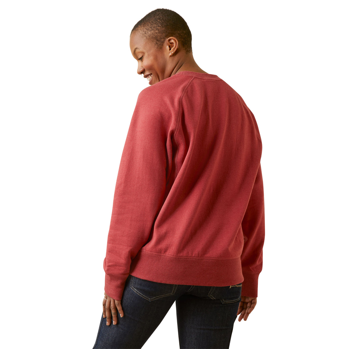 Ariat Womens Rebar Workman Washed Fleece Sweatshirt - Red Dahlia Heather