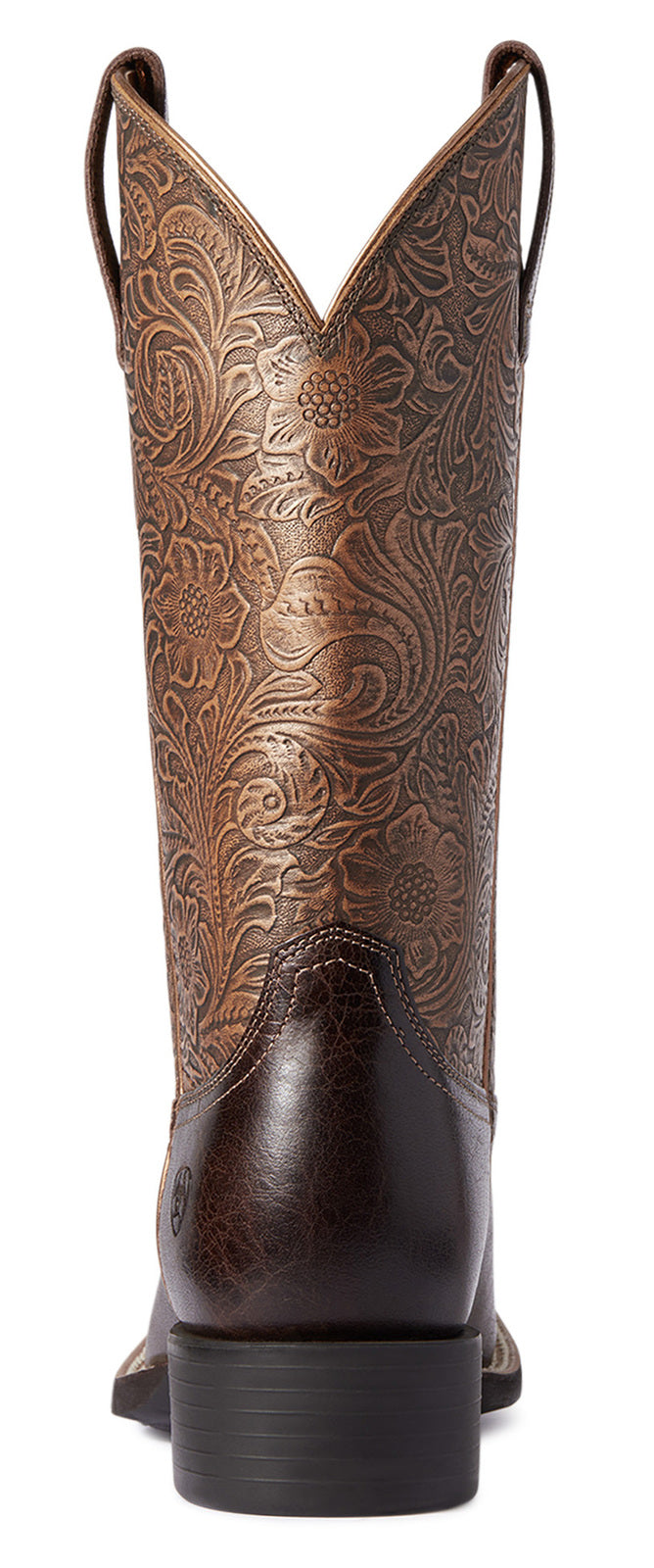 Ariat Womens Round Up Wide Square Toe - Arizona Brown/Copper Floral Emboss