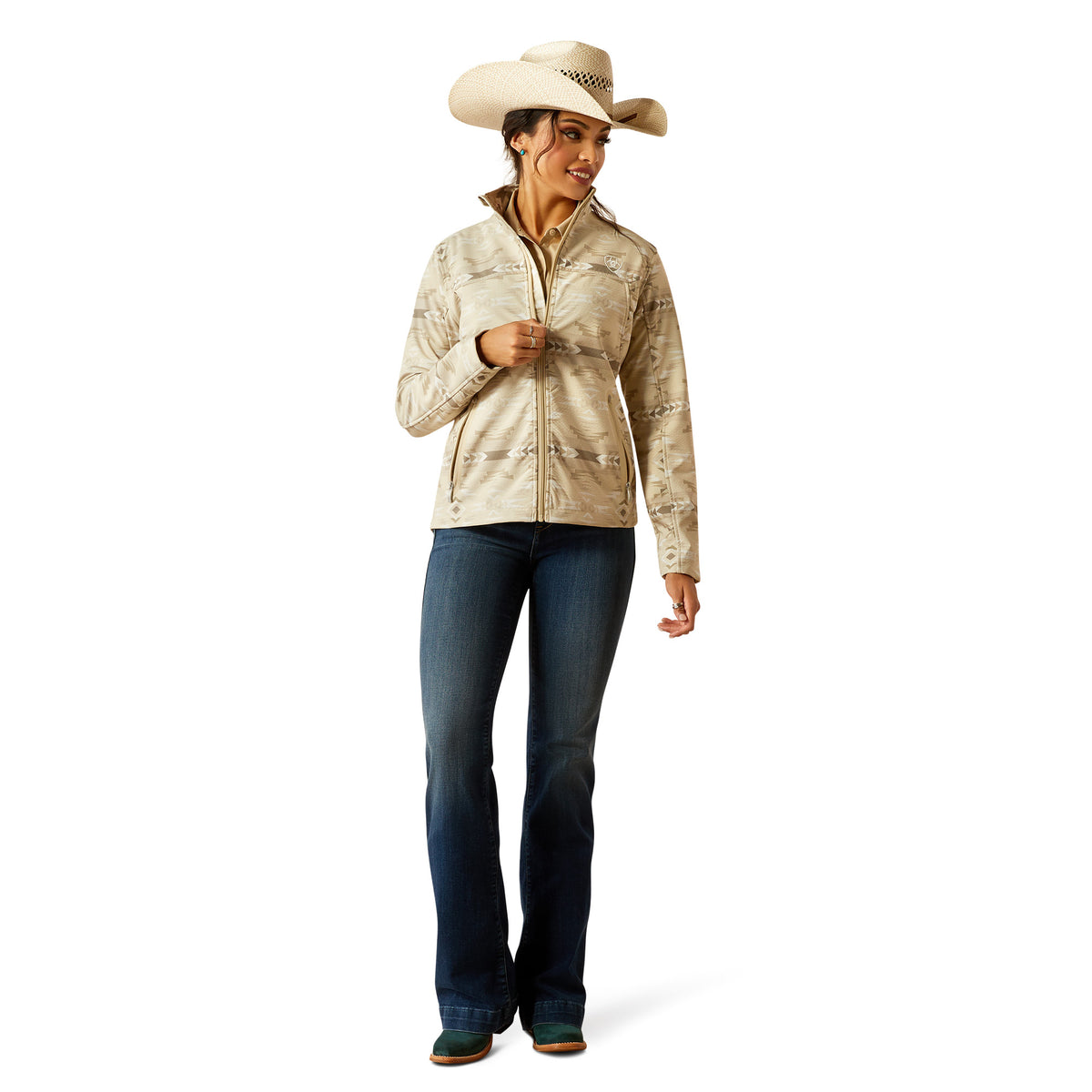 Ariat Womens New Team Softshell Print Jacket - Sandstone Southwest Print