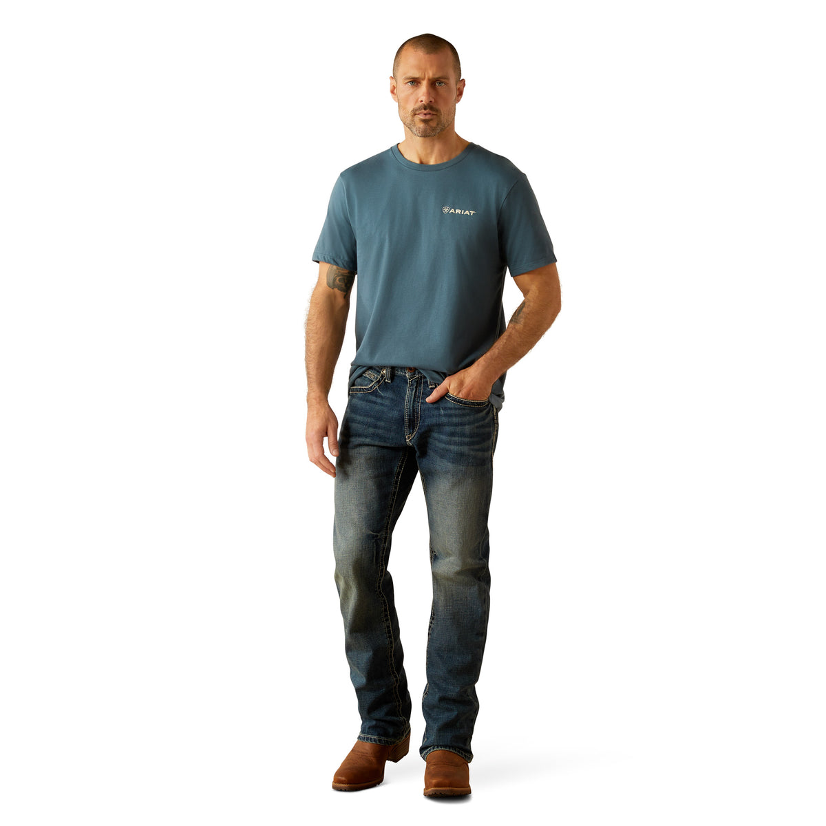 Ariat Mens Southwest Hexa Deca Tee - Lagoon Green