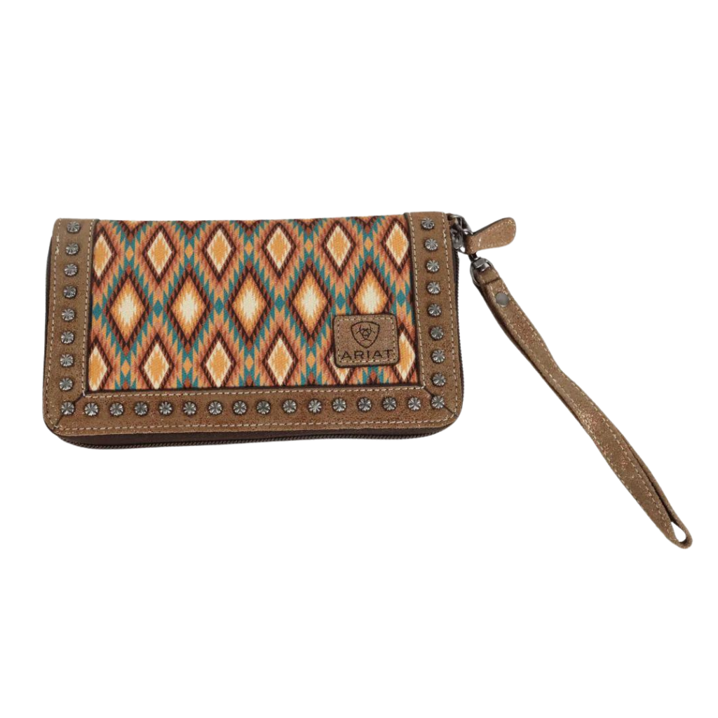 Ariat Clutch Wallet - Southwest Diamond Print Brown