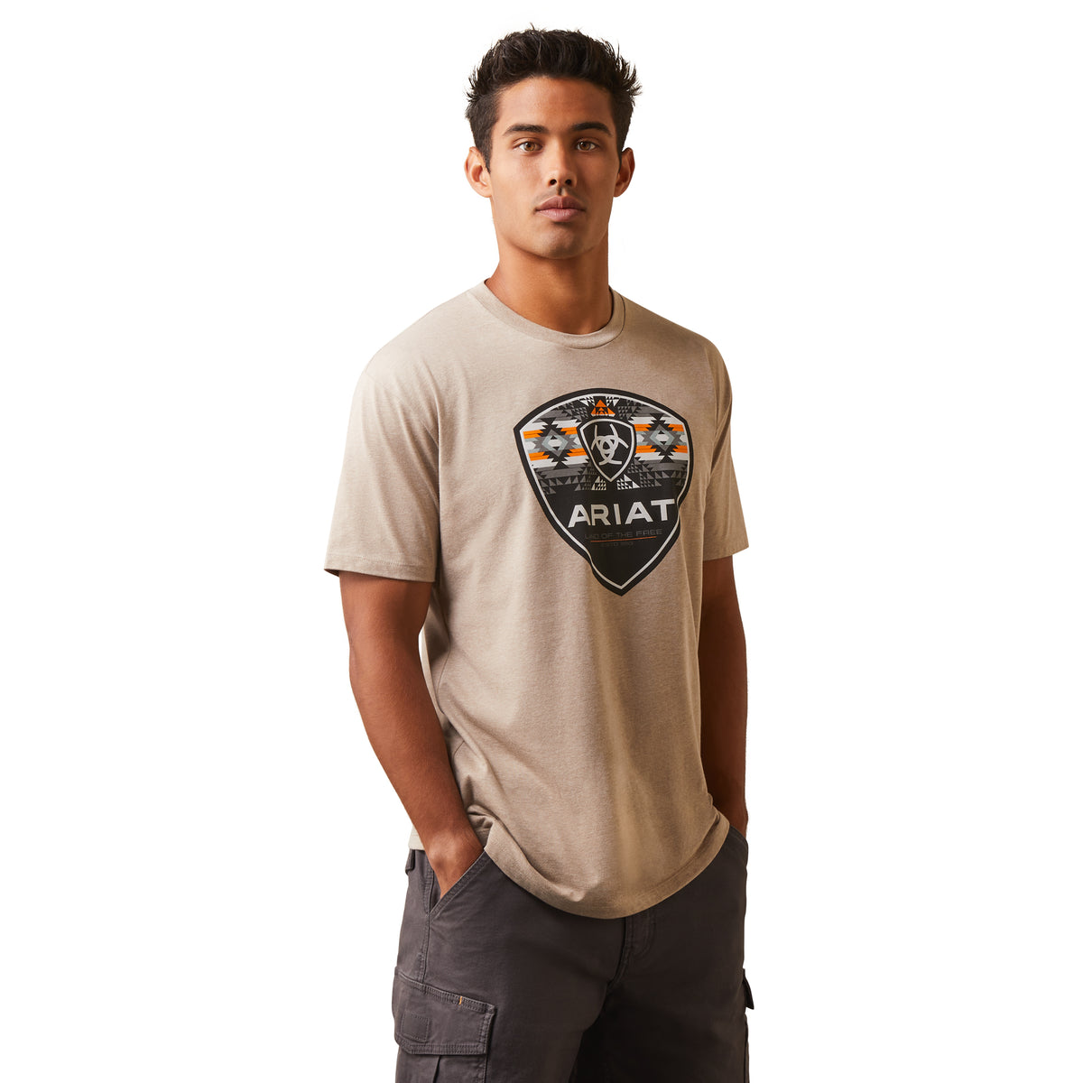 Ariat Mens Geo Fill T-Shirt - Oatmeal Heather